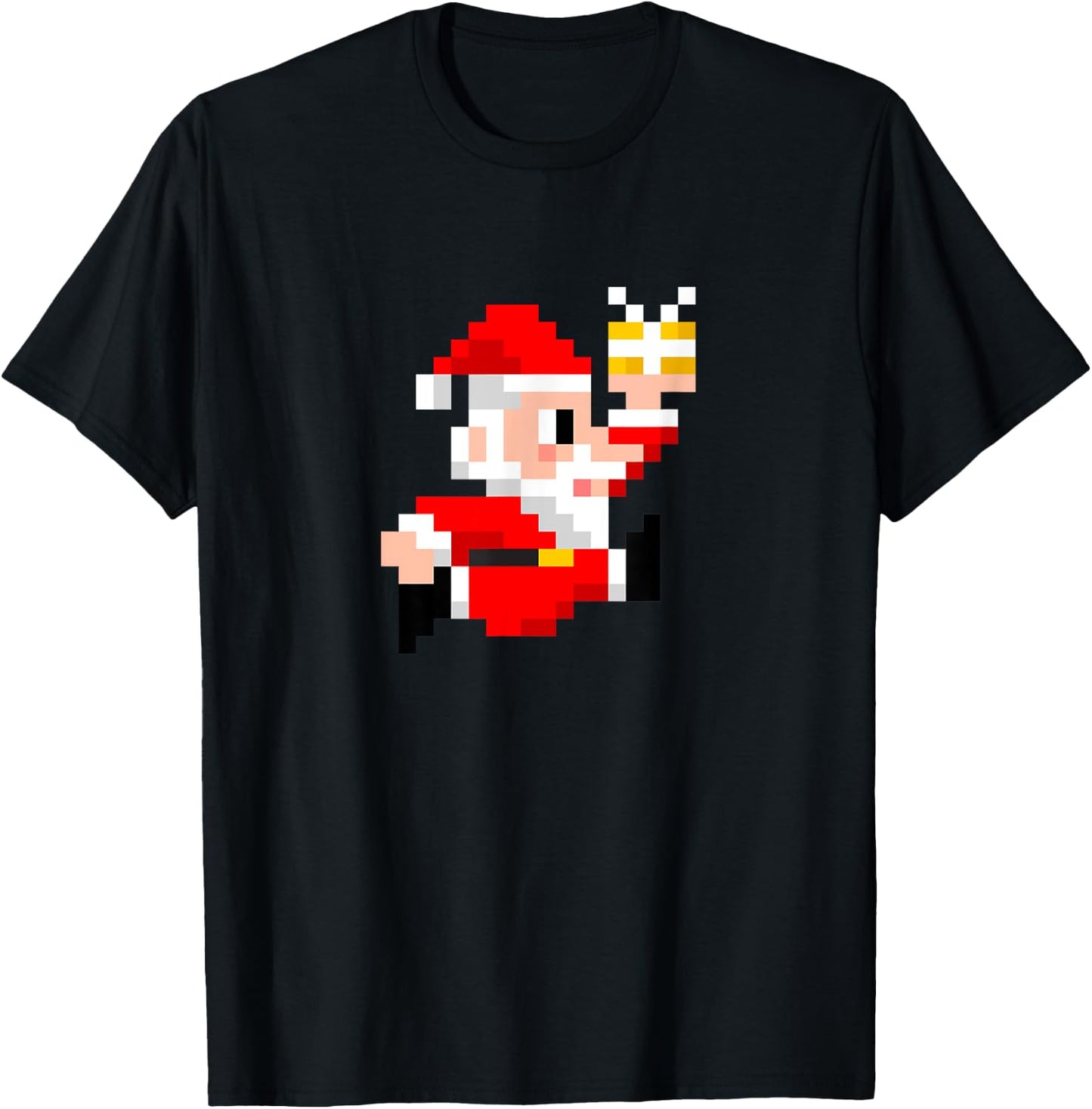 8-Bit Santa Claus Christmas T-Shirt - T-Shirt | Black