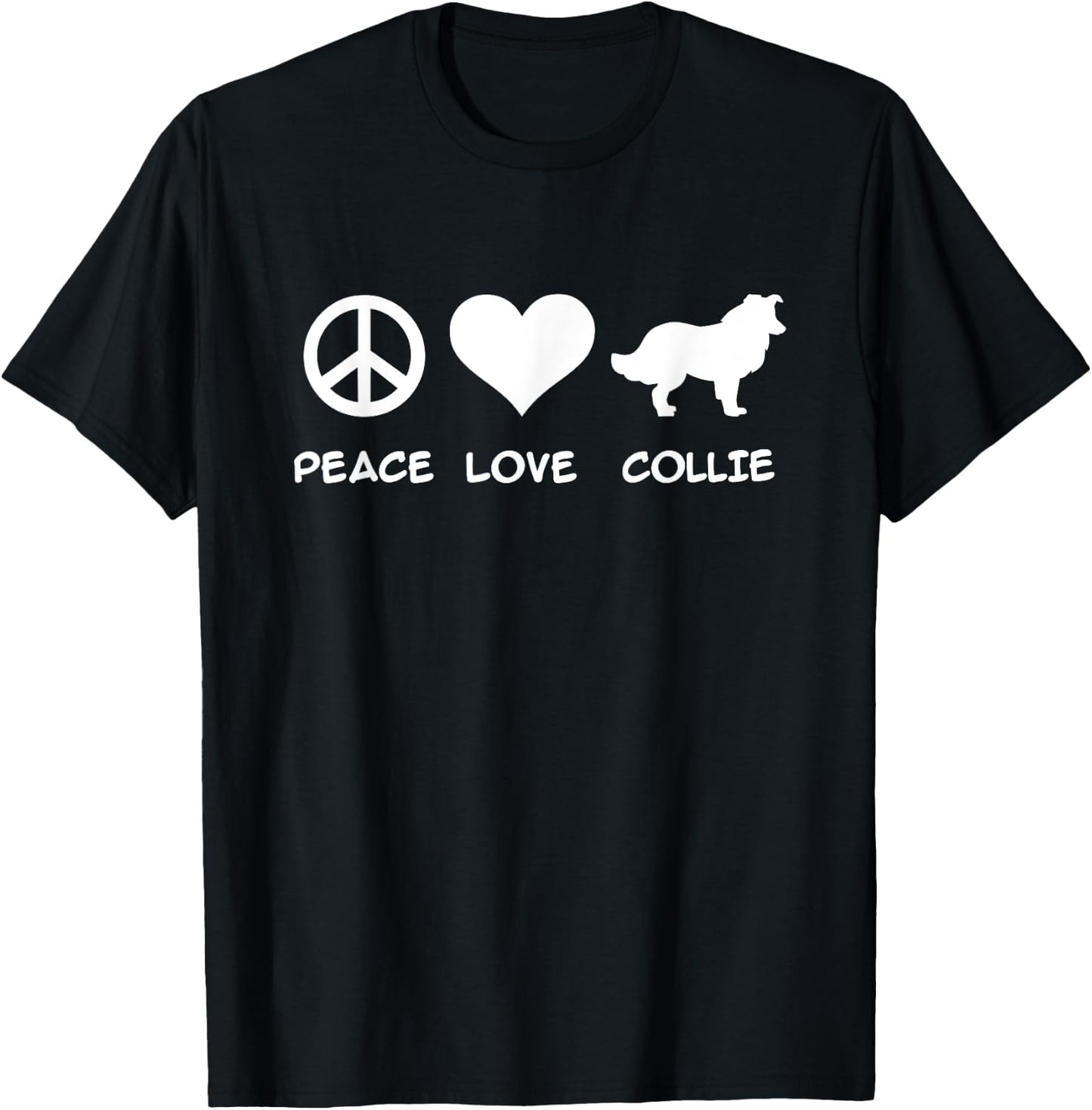 Peace, Love, Collie T-Shirt - T-Shirt | Black