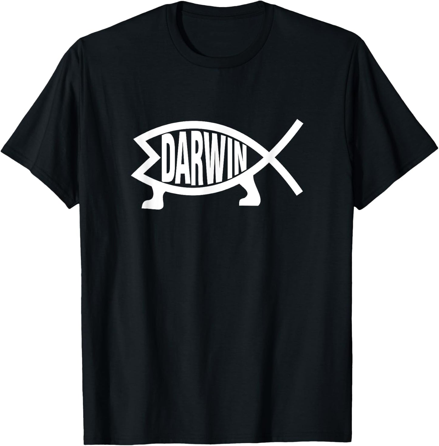 Atheist Charles Darwin Theory of Evolution Fish T-Shirt - T-Shirt | Black