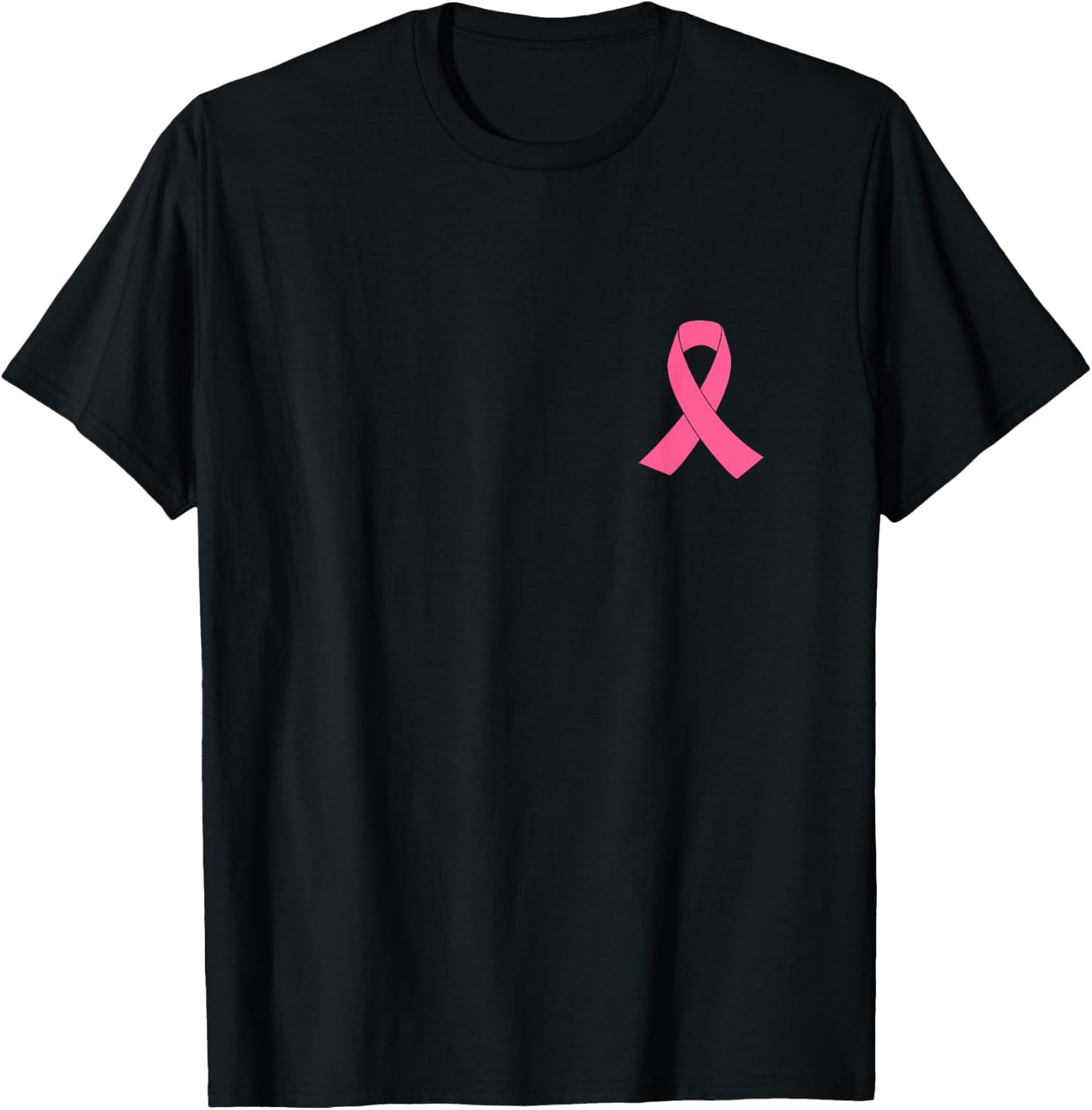Breast Cancer Awareness Shirt Pink Ribbon On Chest Support T-Shirt - T-Shirt | Black