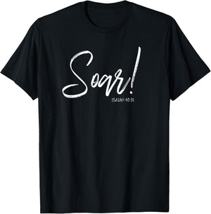 Soar On Wings Like Eagles Christian Isaiah Verse Shirt T-Shirt - T-Shirt | Black