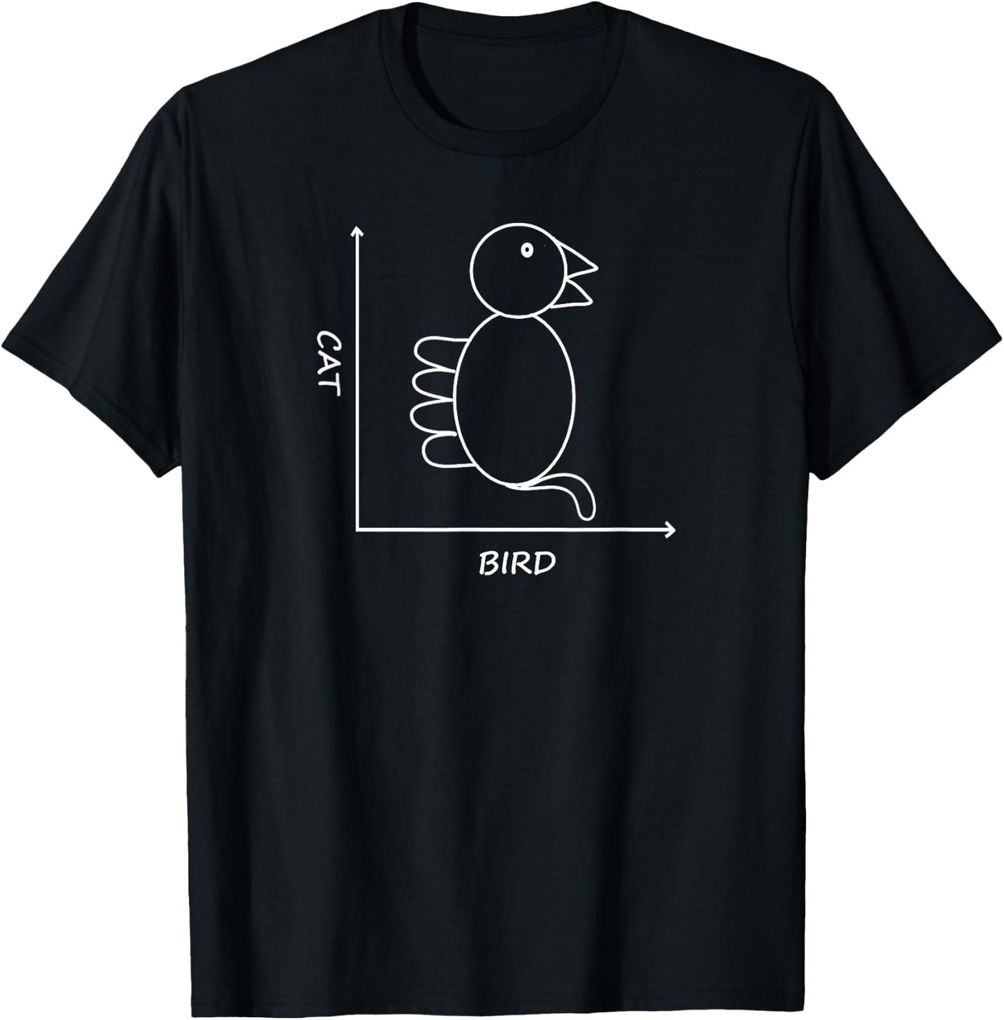 Cat/Bird Graph Funny Math T-Shirt - T-Shirt | Black