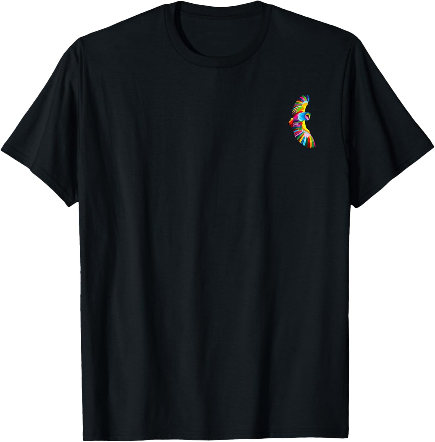 Colorful Owl in Pocket Cute Owl Design for Wildlife Fans T-Shirt - T-Shirt | Black