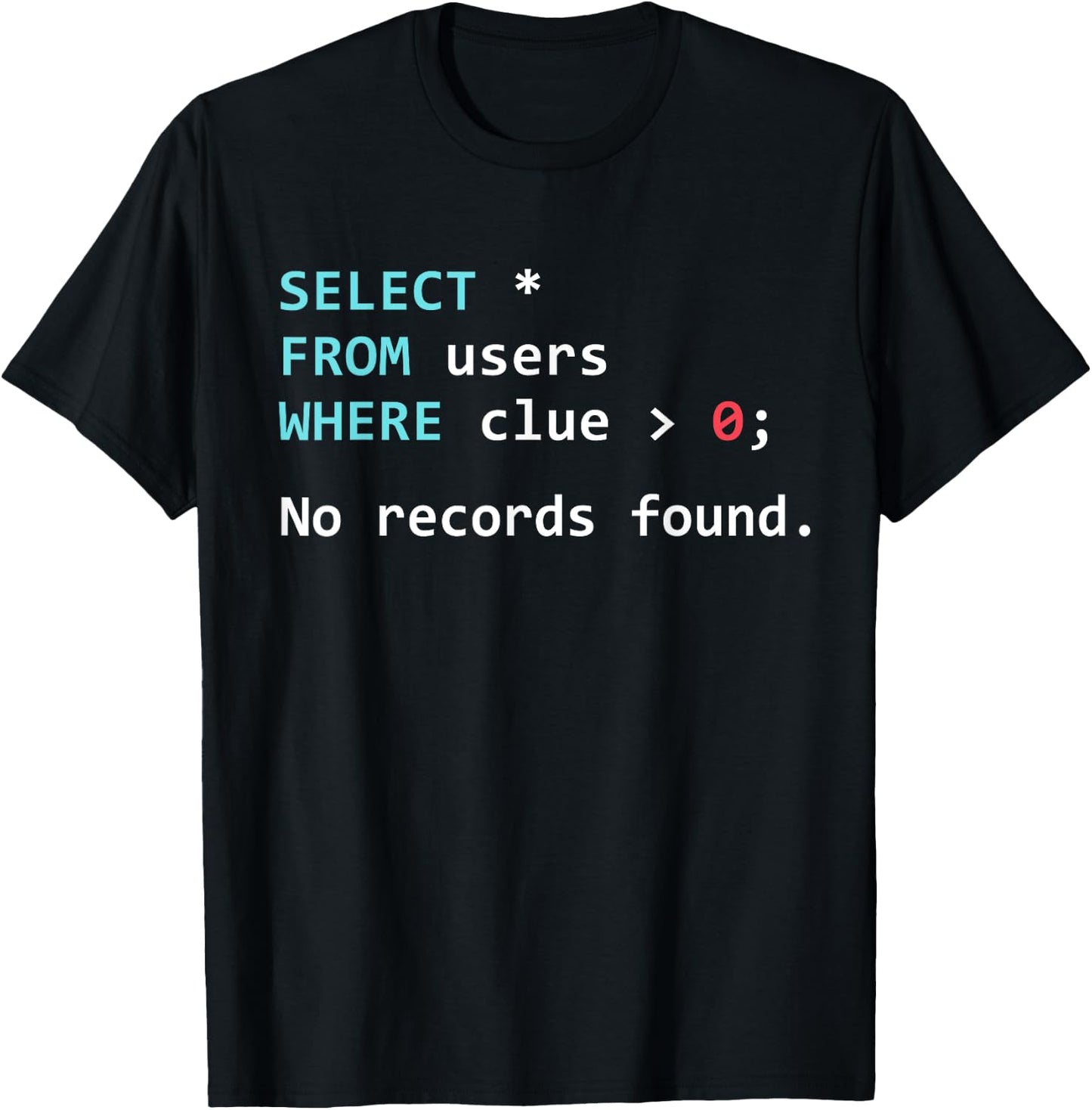 SQL Query Funny SQL Database Admin Programmer T-Shirt - T-Shirt | Black