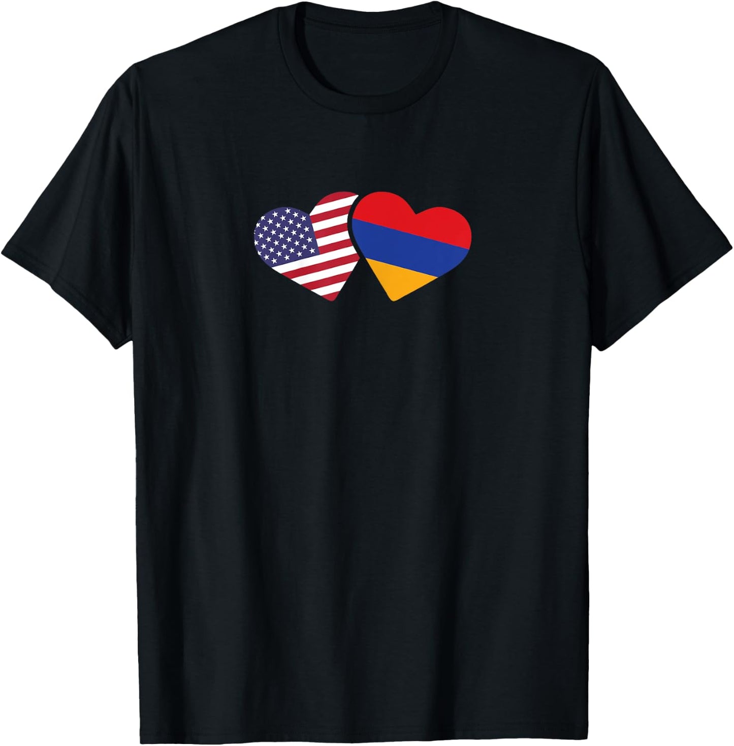 Armenia USA Flag T Shirt Heart Armenian American Love T-Shirt - T-Shirt | Black