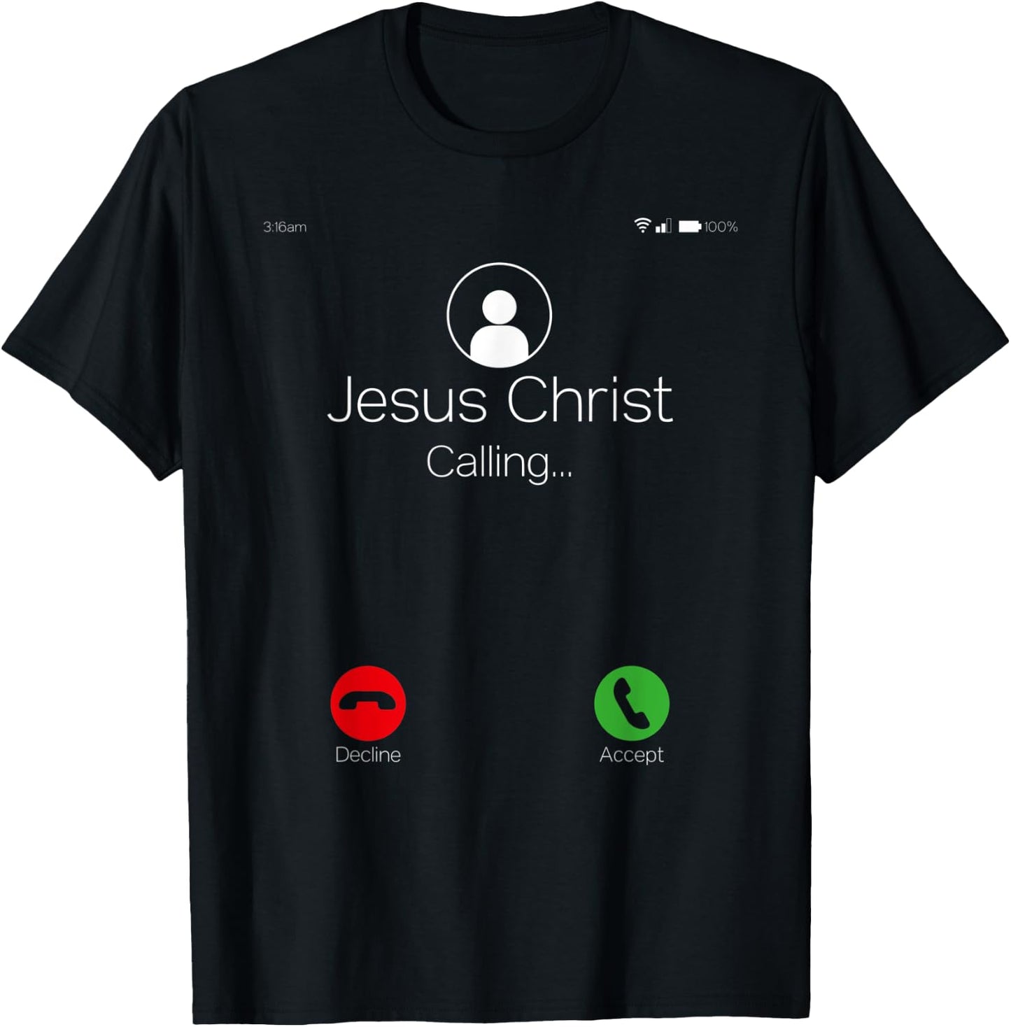 Jesus Christ Calling Christian Faith Religion Graphic Themed T-Shirt - T-Shirt | Black