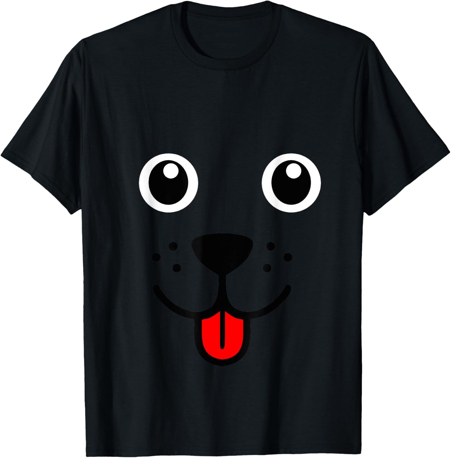 Funny Pet Animal Dog Puppy Happy Emoticon Face Gift Women Girls Kids T-Shirt - T-Shirt | Black