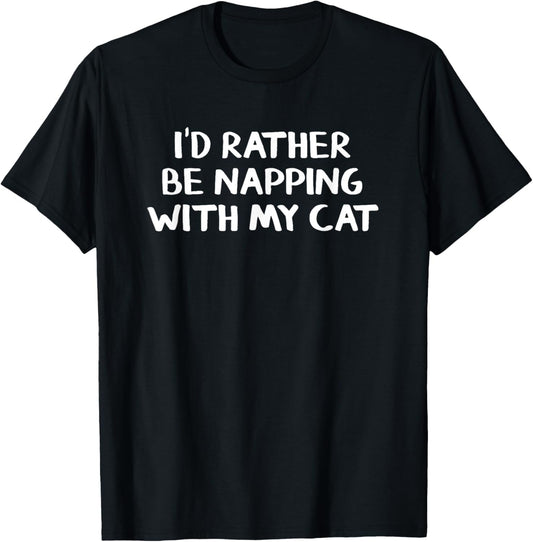 I’d Rather Be Napping With My Cat Women Kids T-Shirt - T-Shirt | Black