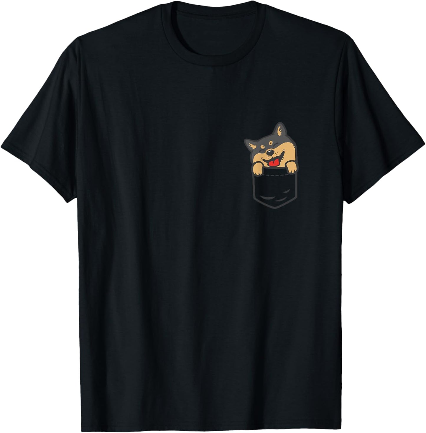 Pocket Black And Tan Shiba Inu Cute Dog Lover Pet Owner Gift T-Shirt - T-Shirt | Black