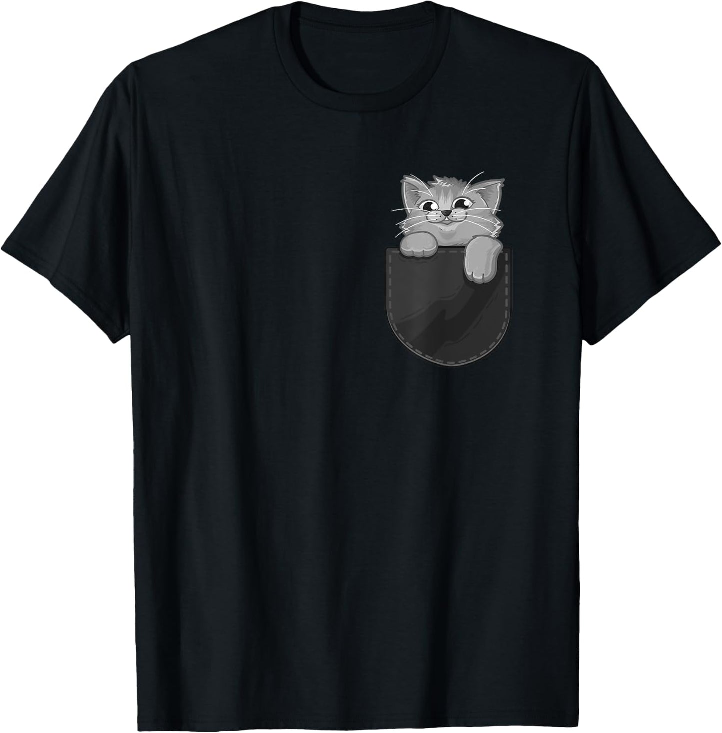 Grey Gray Cat Kitty In My Pocket Adorable Sassy Kitten Gift Women Girls Kids T-Shirt - T-Shirt | Black