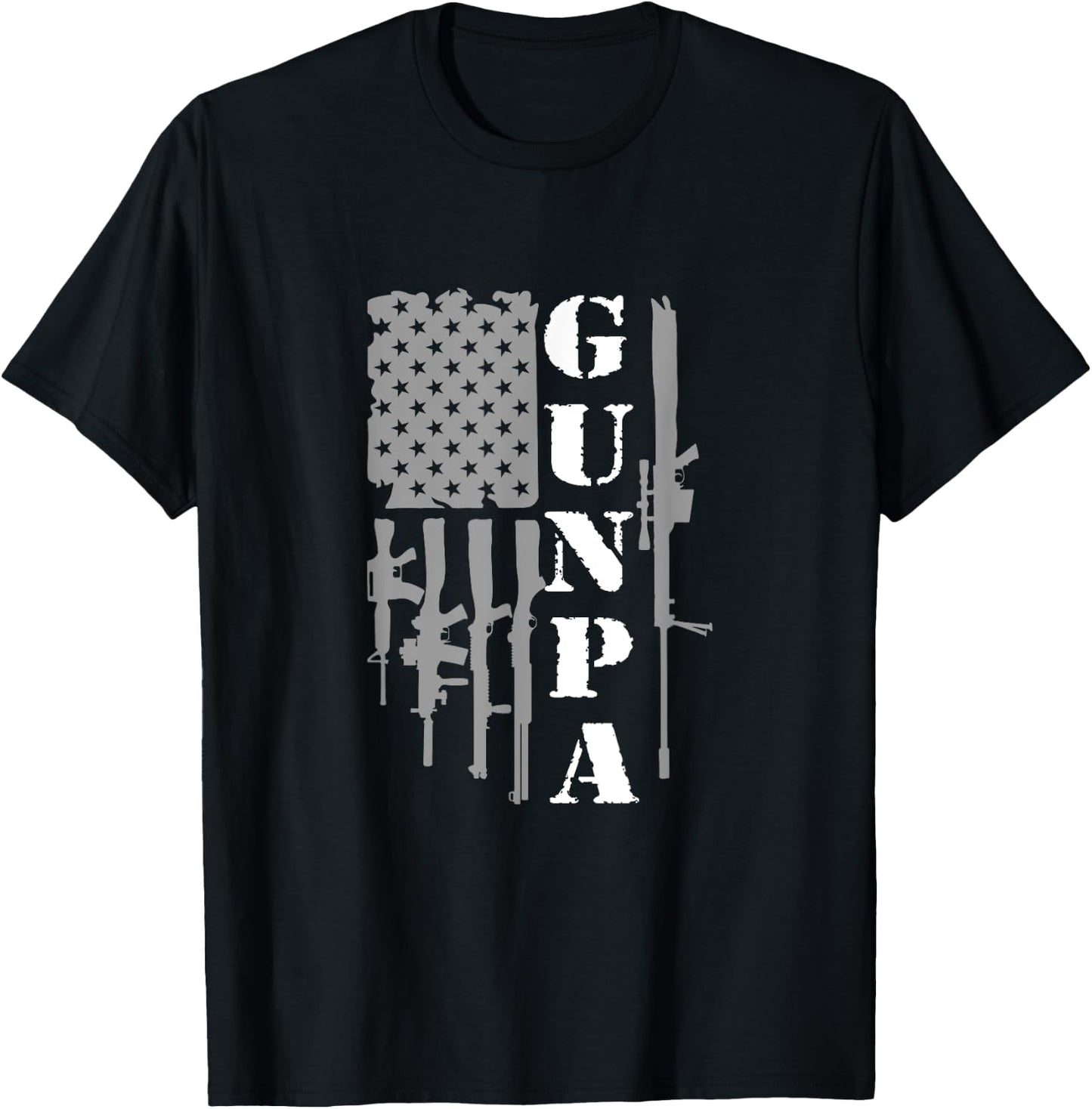 Gunpa Grandpa With Guns Like A Normal Grandpa But More Fun T-Shirt - T-Shirt | Black