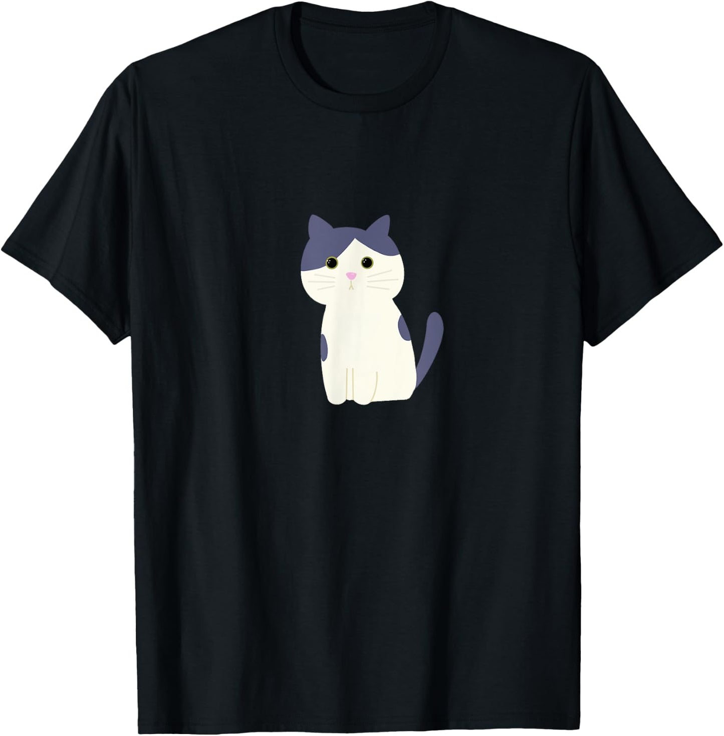 Cute Gray and White Spotted Cat T-Shirt - T-Shirt | Black