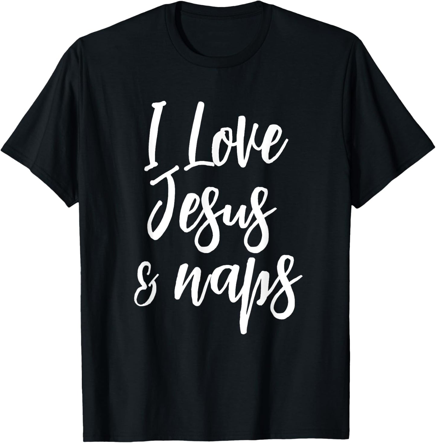 Inspirational I Love Jesus And Naps Fun Faith T-Shirt - T-Shirt | Black