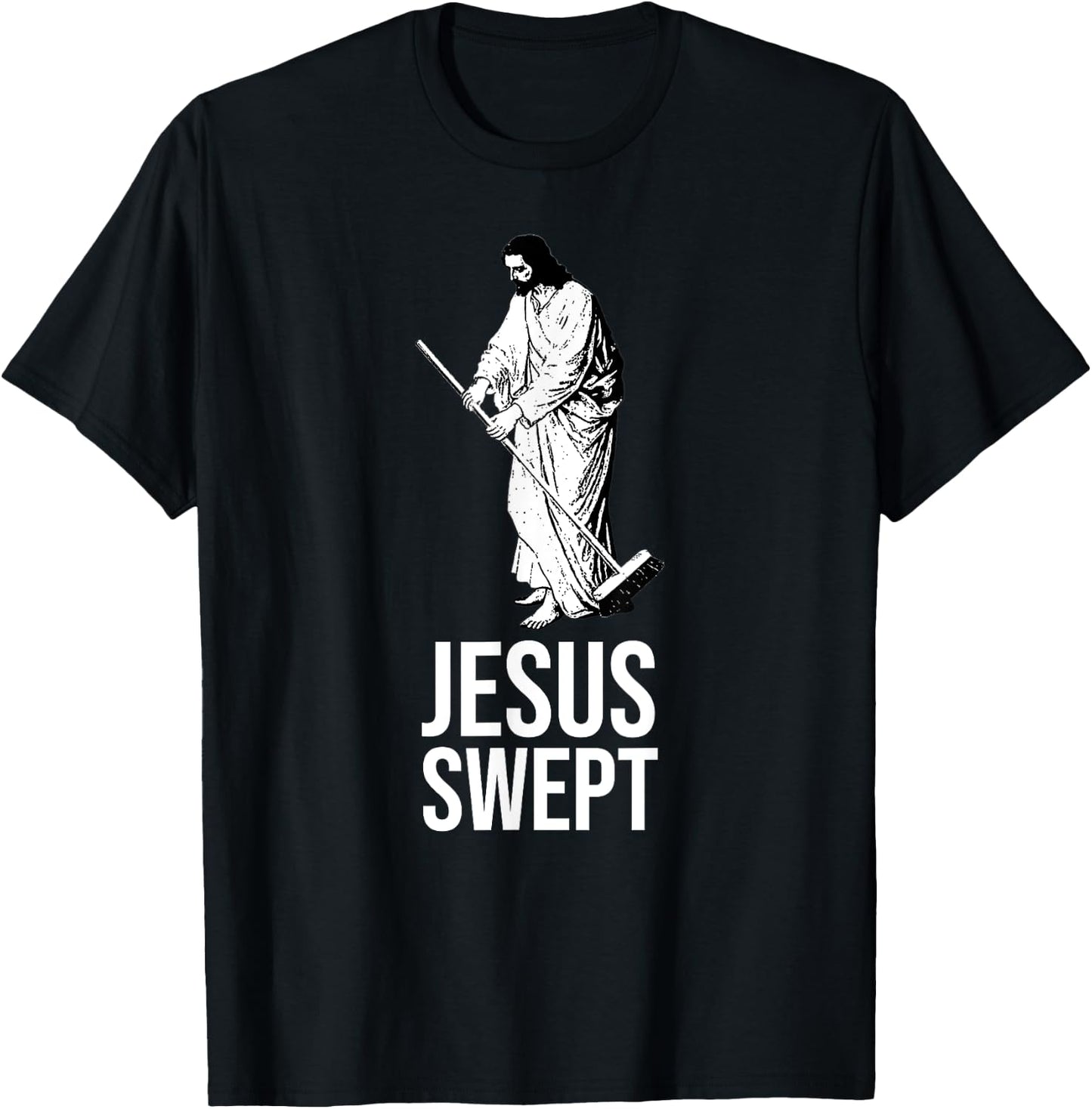 Funny Jesus Swept Drawing Pun. Sacrilege, Humorous Satire T-Shirt - T-Shirt | Black