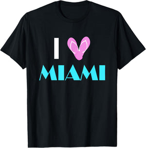 I Love Miami Heart Sandals Miami Pride Beach Vacation T-Shirt - T-Shirt | Black