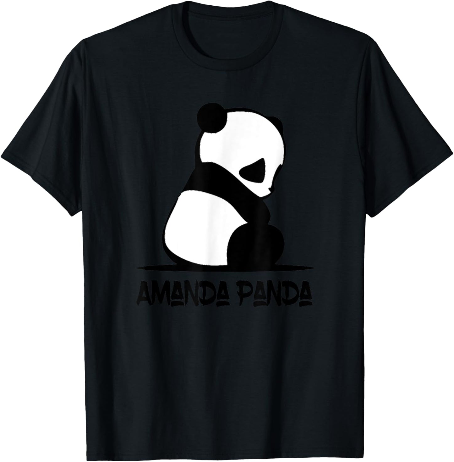 Cute Amanda Panda Sitting Bear T-Shirt - T-Shirt | Black