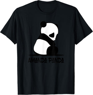 Cute Amanda Panda Sitting Bear T-Shirt - T-Shirt | Black