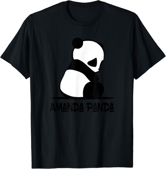 Cute Amanda Panda Sitting Bear T-Shirt - T-Shirt | Black