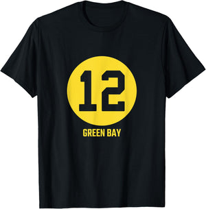 Acme Green Bay Number 12 Jersey T-Shirt - T-Shirt | Black