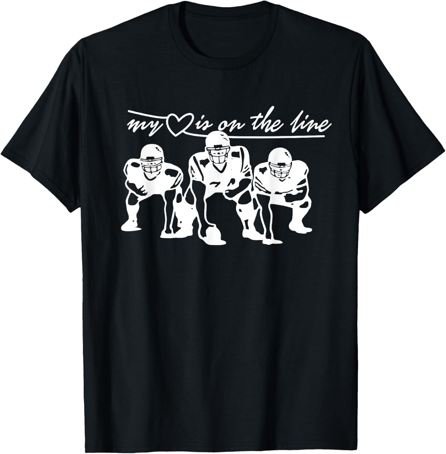 Football My Heart Is On The Line Offensive Lineman T-Shirt - T-Shirt | Black