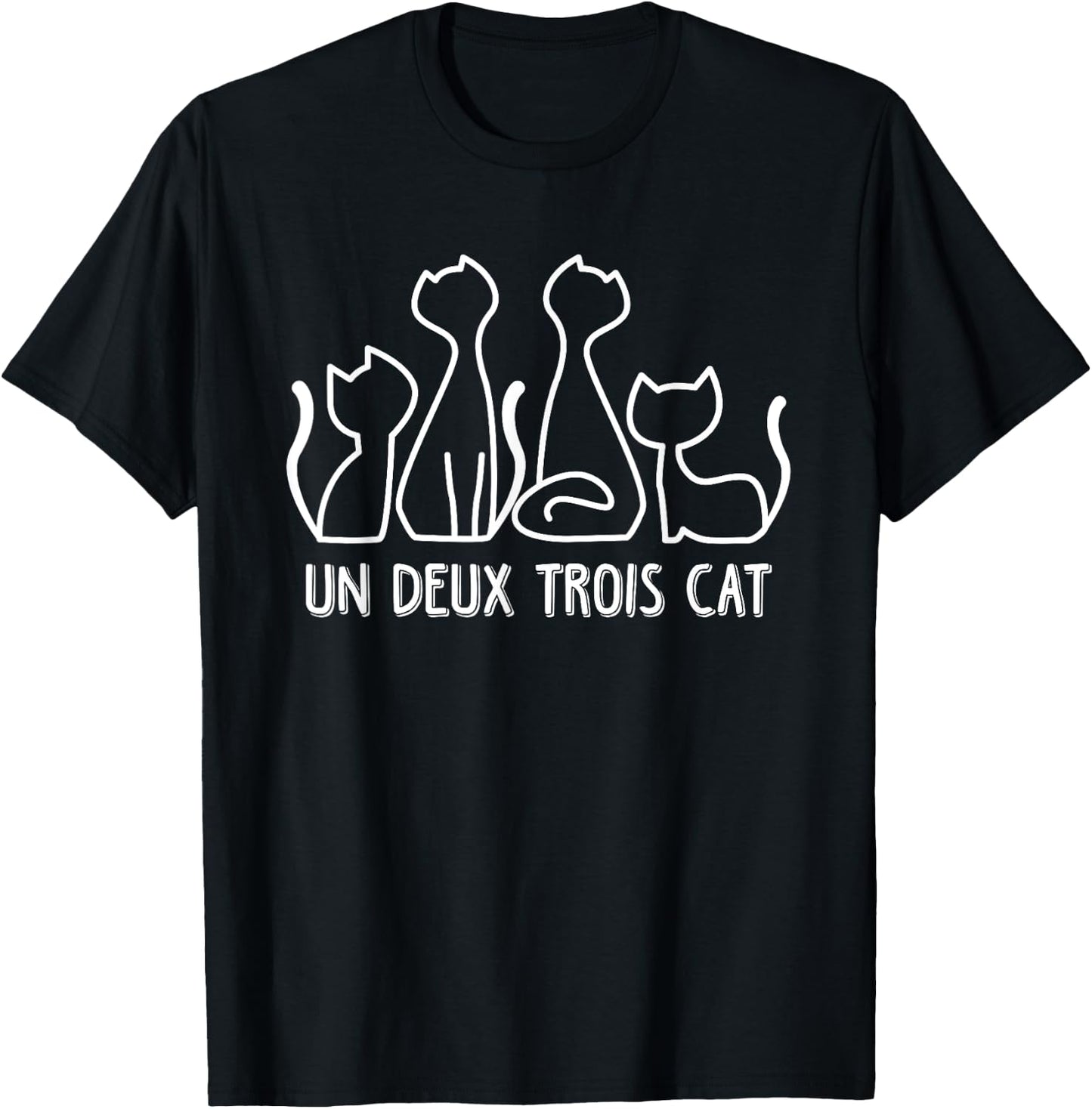 Un Deux Trois Cat T Shirt Funny Cute French Kitty Gift Women T-Shirt - T-Shirt | Black