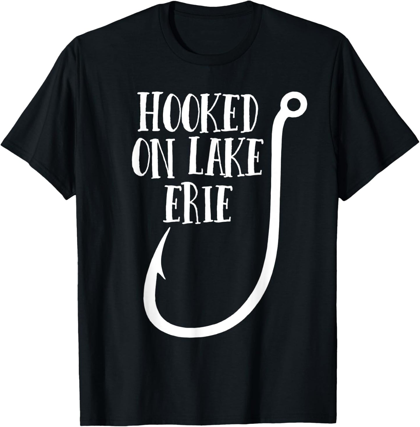 Hooked on Lake Erie - Midwest Fishing T-Shirt - T-Shirt | Black