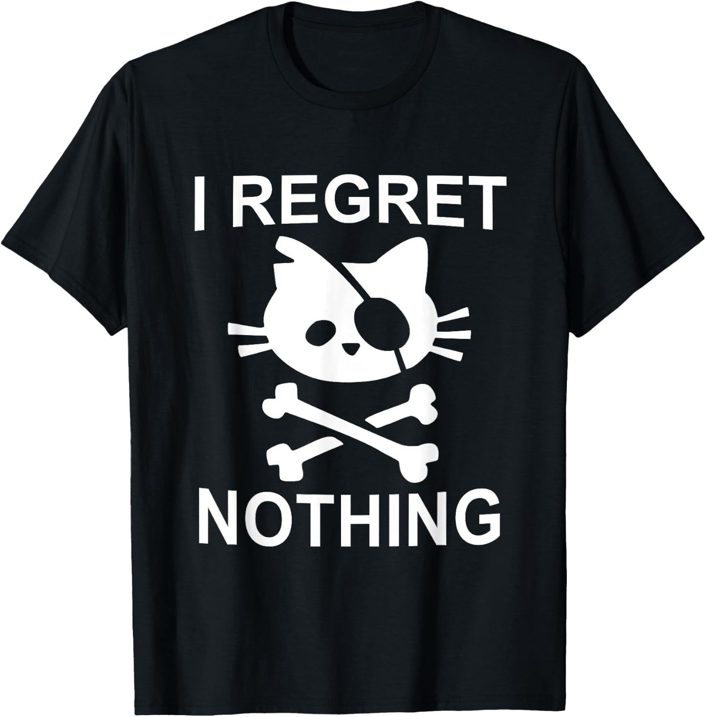 Cat Pirate I Regret Nothing T-Shirt - T-Shirt | Black