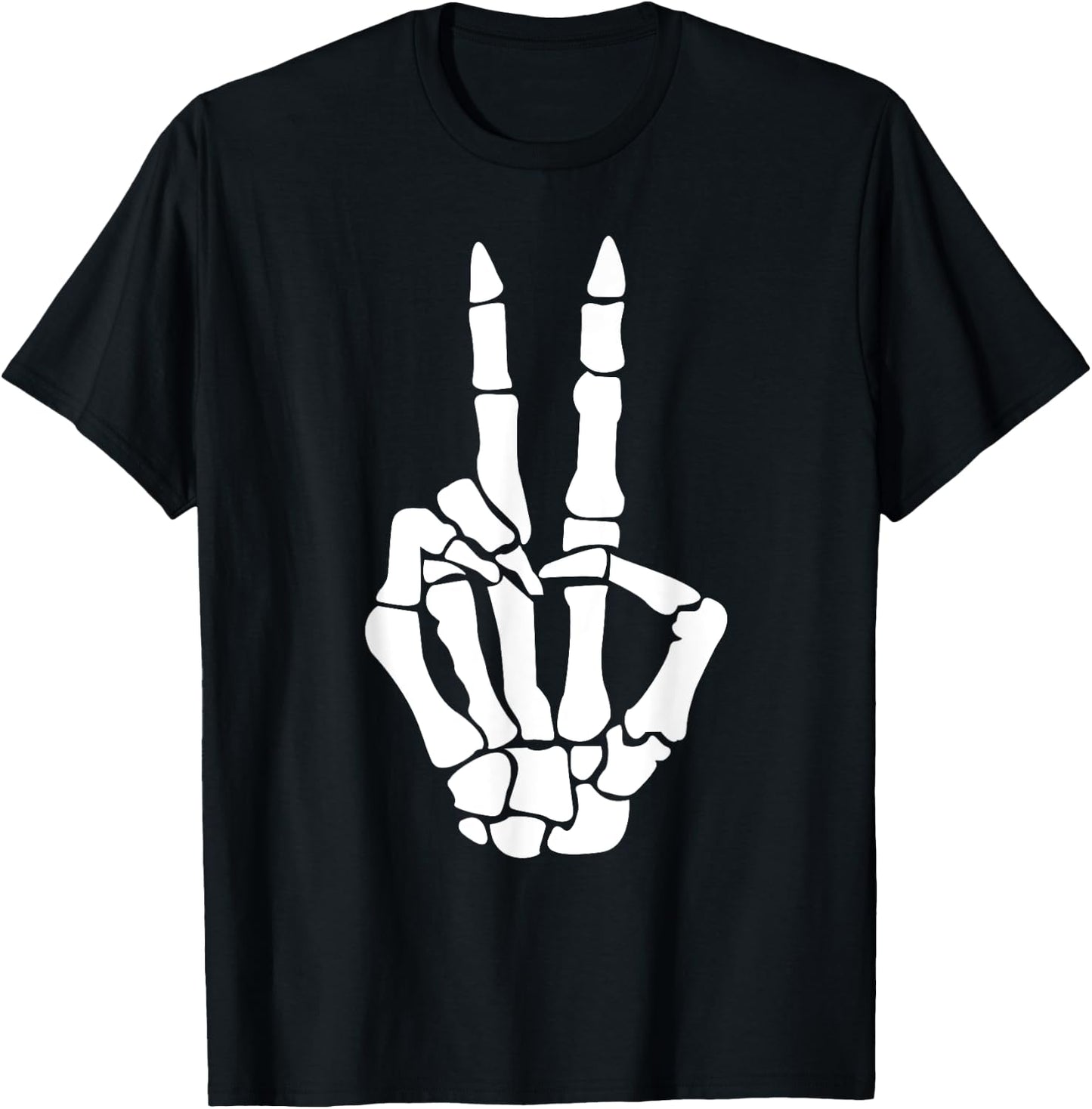 Skull Skeleton Peace Sign Birthday Gift T-Shirt - T-Shirt | Black