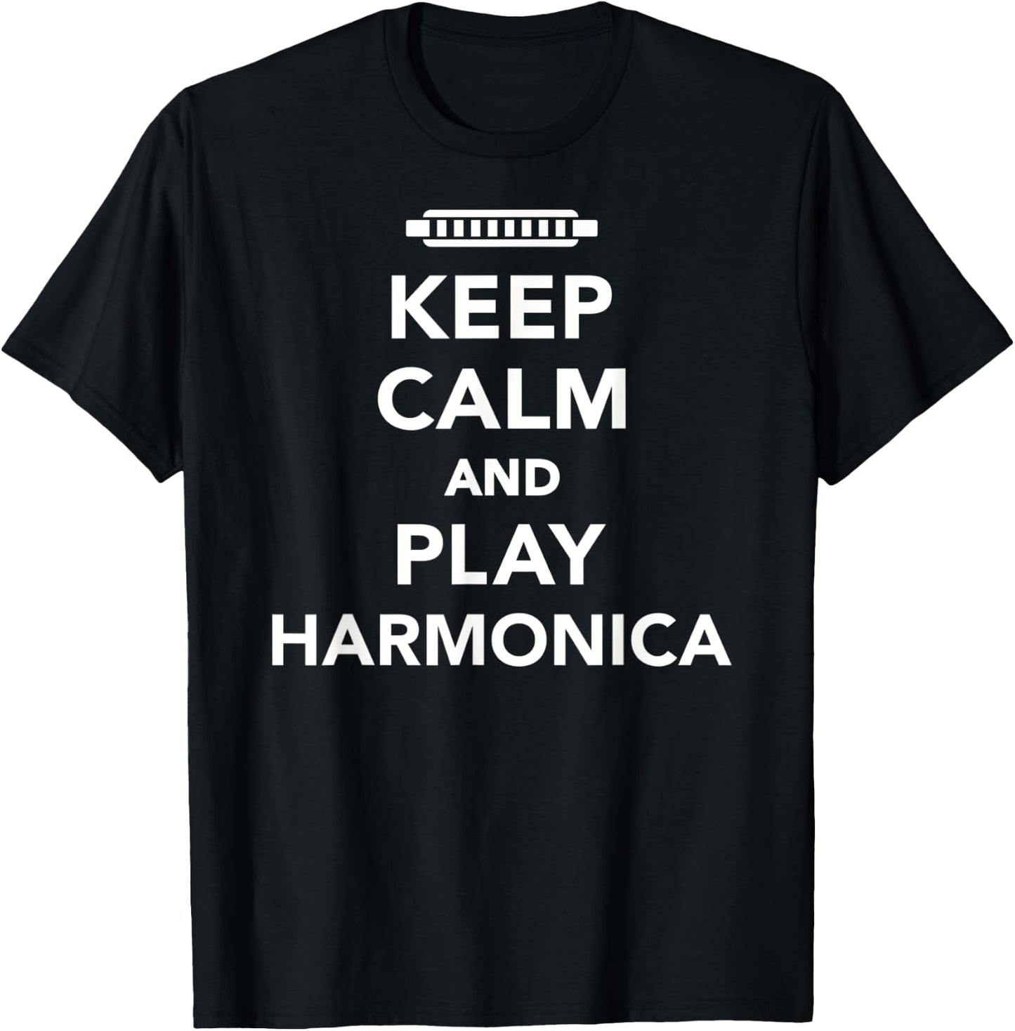 Keep calm and play Harmonica T-Shirt - T-Shirt | Black
