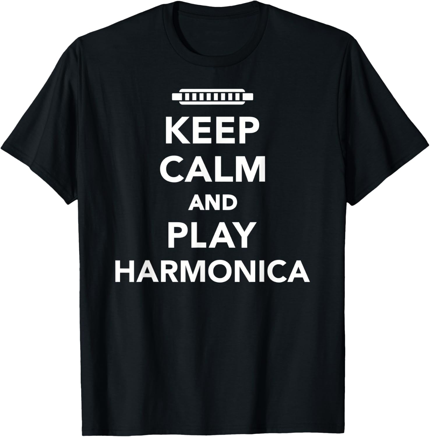 Keep calm and play Harmonica T-Shirt - T-Shirt | Black