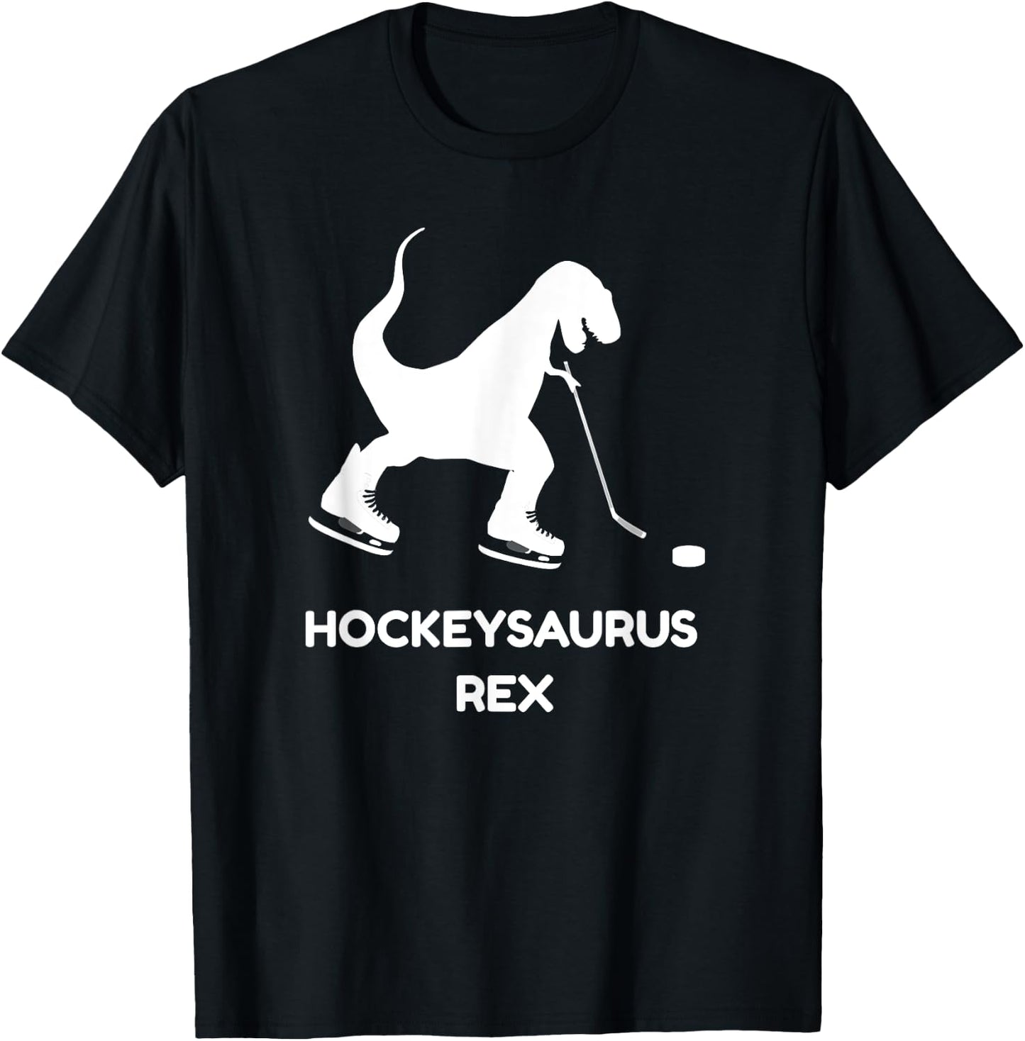Funny Boys Ice Hockey T Rex Dinosaur T Shirt T-Shirt - T-Shirt | Black