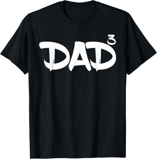 Dad 3 Kids 3rd Pregnancy Announcement Third Baby T-Shirt - T-Shirt | Black
