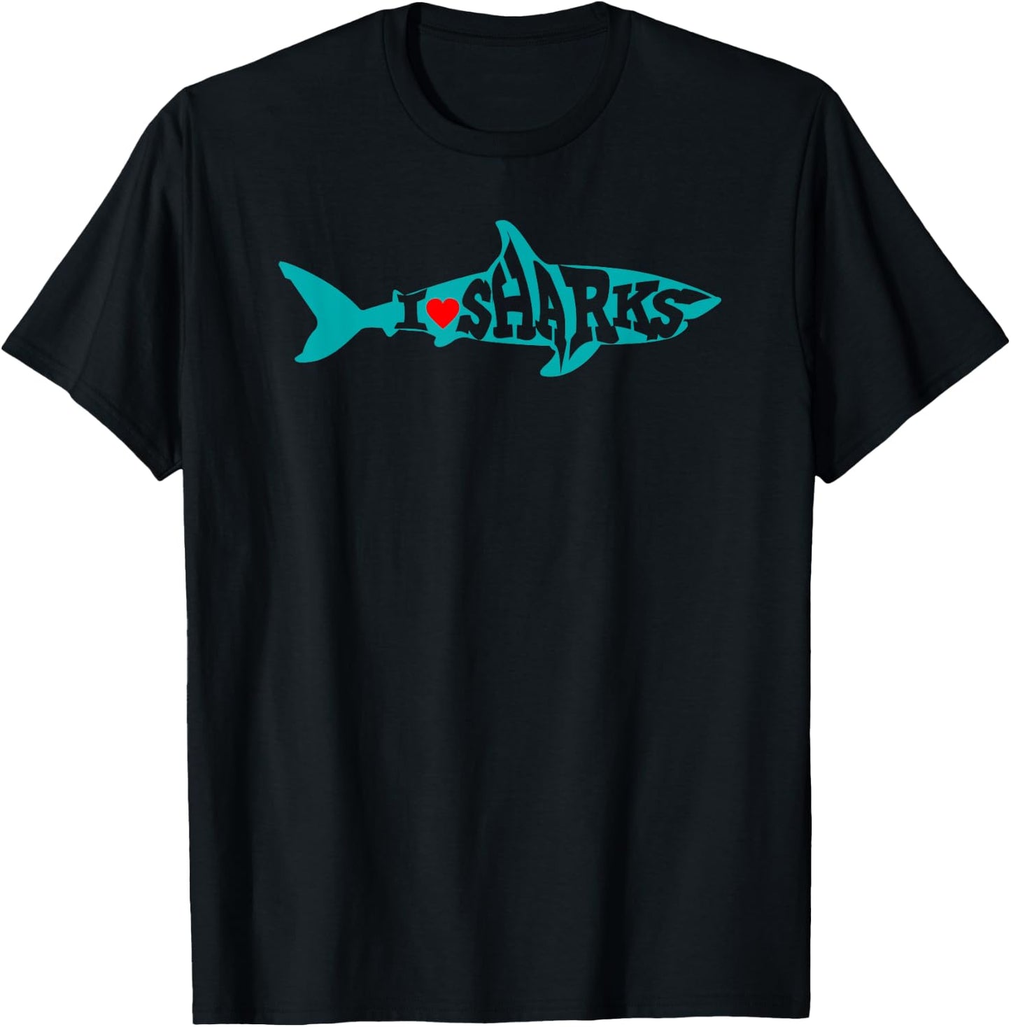 I Love Sharks - Heart Shark Silhouette T-Shirt - T-Shirt | Black