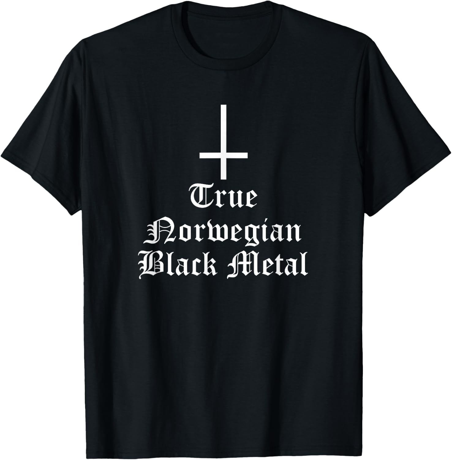 True Norwegian Black Metal Music Inverted Cross T-Shirt - T-Shirt | Black