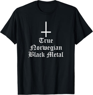 True Norwegian Black Metal Music Inverted Cross T-Shirt - T-Shirt | Black