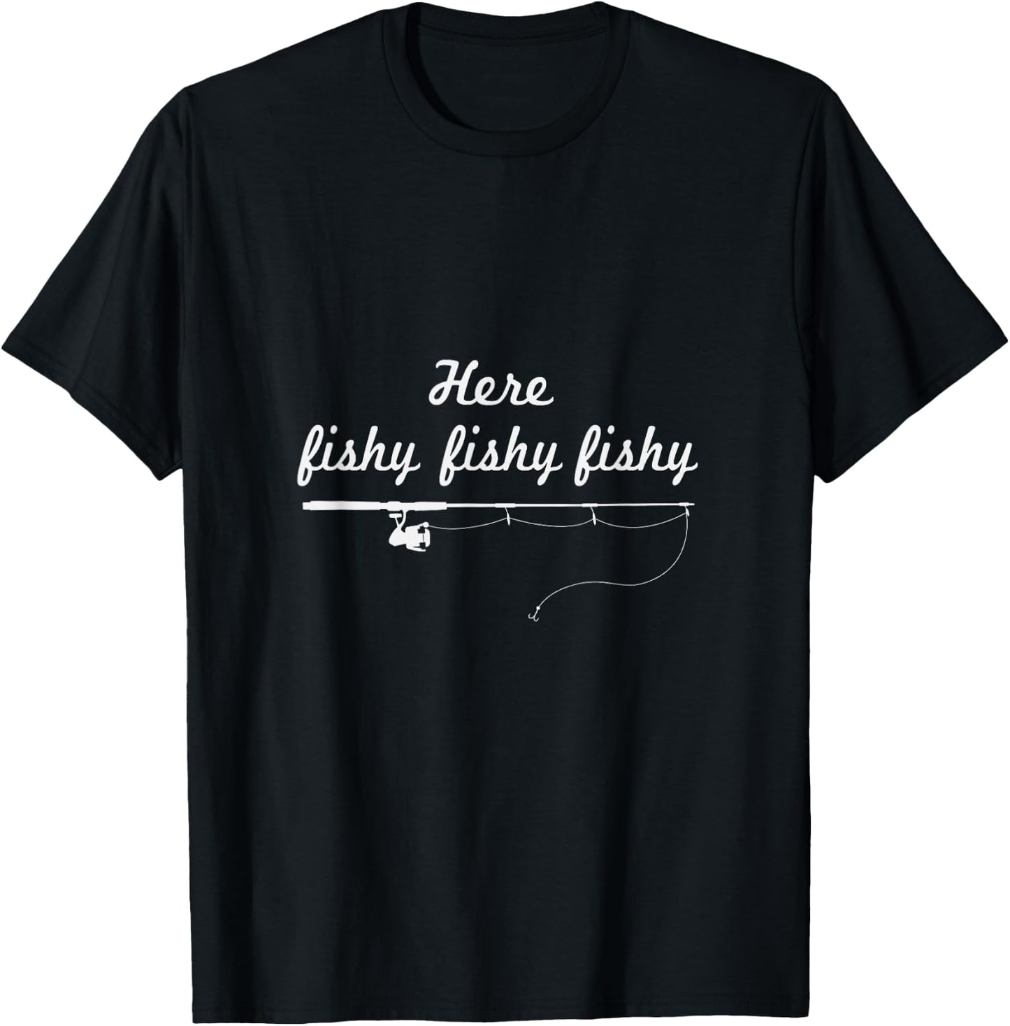 Here Fishy Outdoors Fishing T-Shirt - T-Shirt | Black