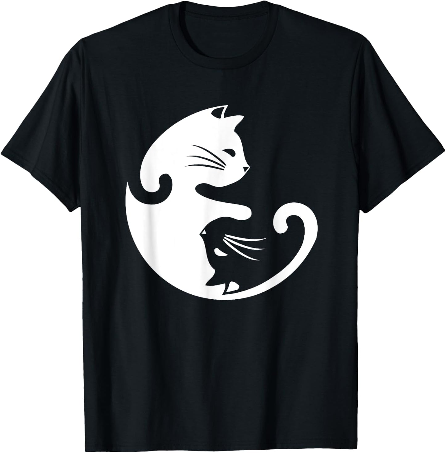 Cat Yin Yang Peace Loving Interconnected T-Shirt - T-Shirt | Black