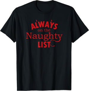 Always On The Naughty List Christmas Devil T-Shirt - T-Shirt | Black