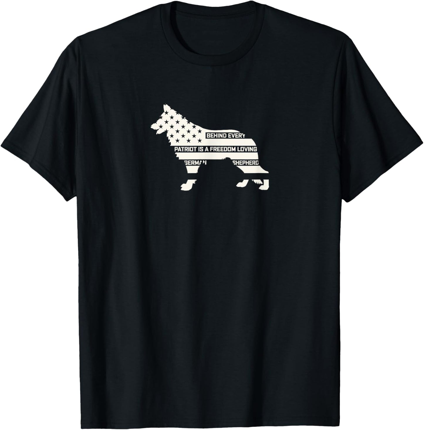 White German Shepherd Patriotic T-Shirt - T-Shirt | Black