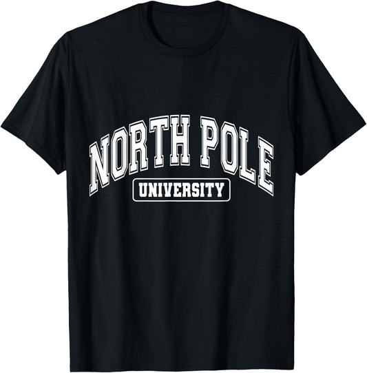 North Pole University X-Mas Vacation Funny Christmas T-Shirt - T-Shirt | Black