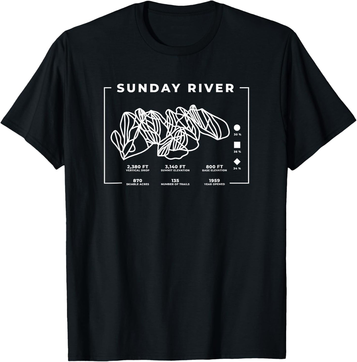 Sunday River Ski Trail Snowboard Skiing Maine Skier T-Shirt - T-Shirt | Black