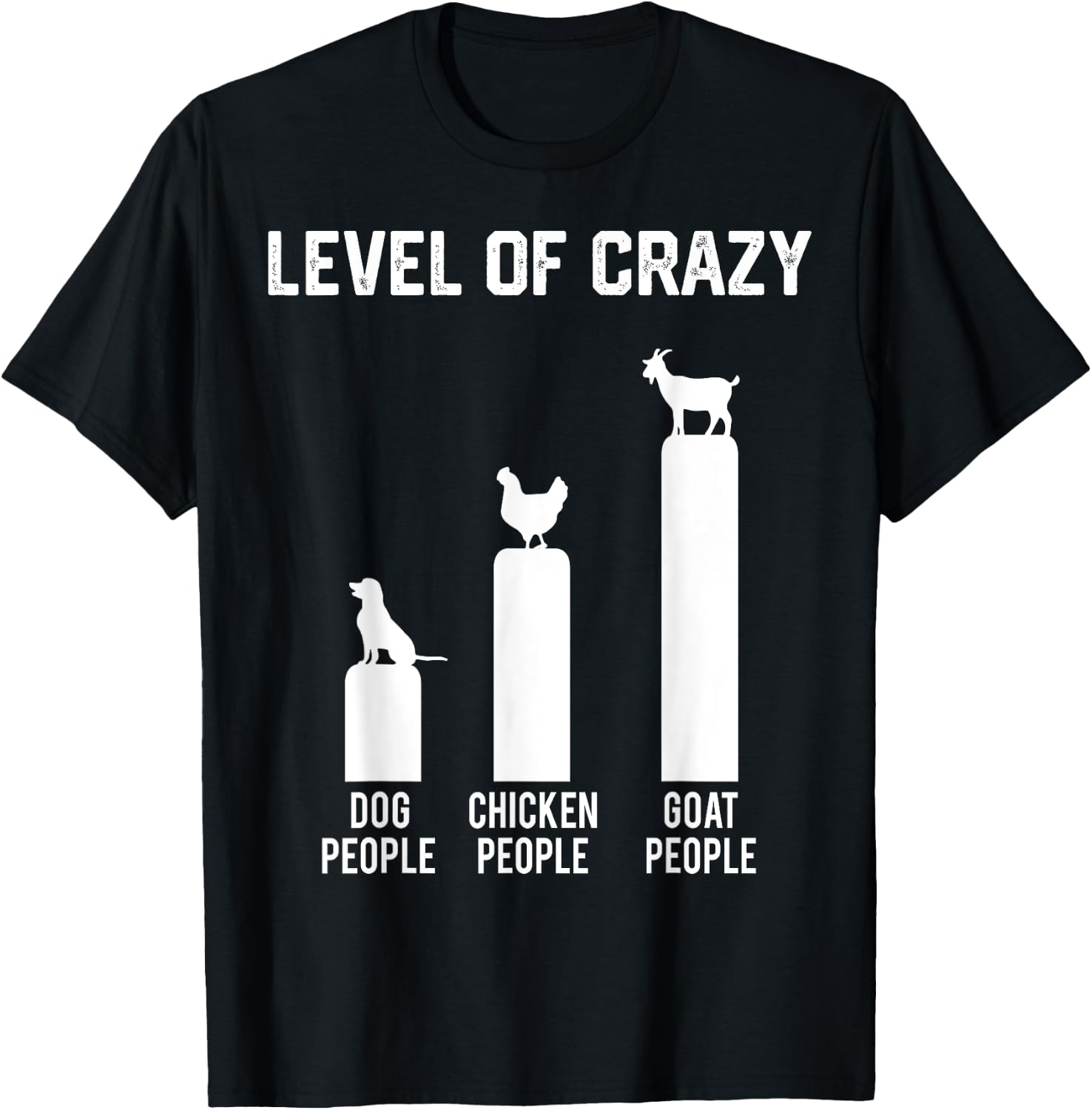 Level Of Crazy Dog People Chicken People Goat People T-Shirt - T-Shirt | Black