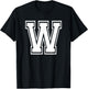 Letter W Name Initial Varsity Alphabet Monogram T-Shirt - T-Shirt | Black