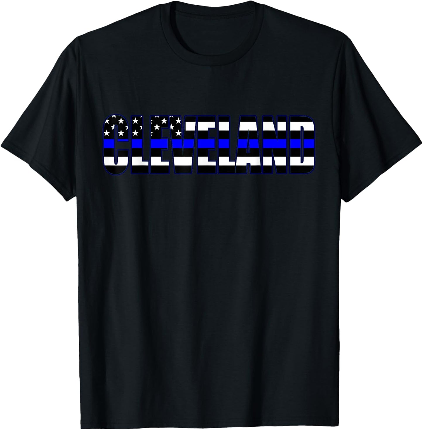 Protect and Serve in Cleveland Police Flag PD T-Shirt - T-Shirt | Black