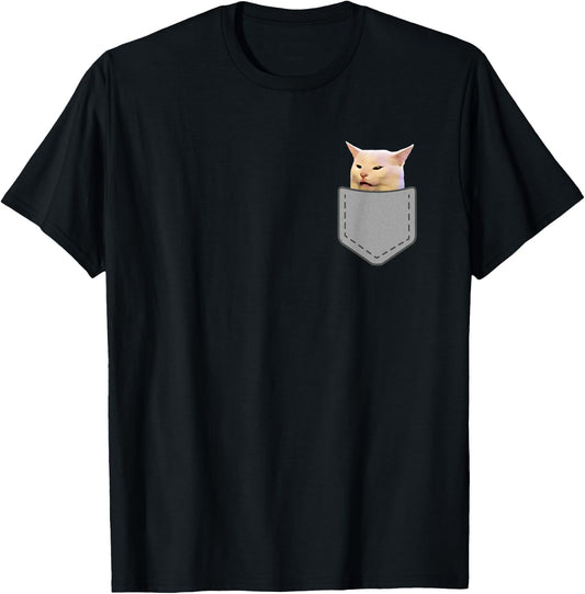 Woman Yelling At Table Dinner Funny Cat Meme T-Shirt - T-Shirt | Black