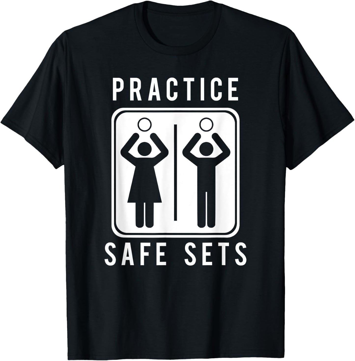 Funny Vollyball Pun Team - Practice Safe Sets T-Shirt - T-Shirt | Black