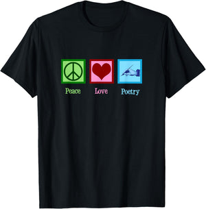 Peace Love Poetry Pretty Poet T-Shirt - T-Shirt | Black