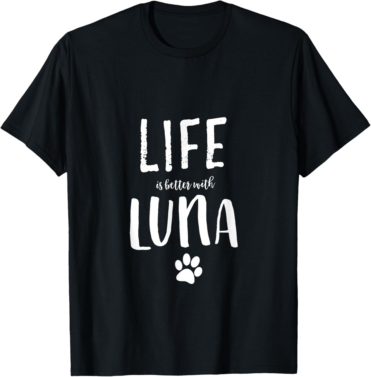 Luna Cat Name Gifts I Love Luna Shirt - Adult Cat Owner Luna Gift - Black - Small - Short Sleeve - U-Neck - Classic Fit - Cotton - Machine Wash T-Shirt - T-Shirt | Black