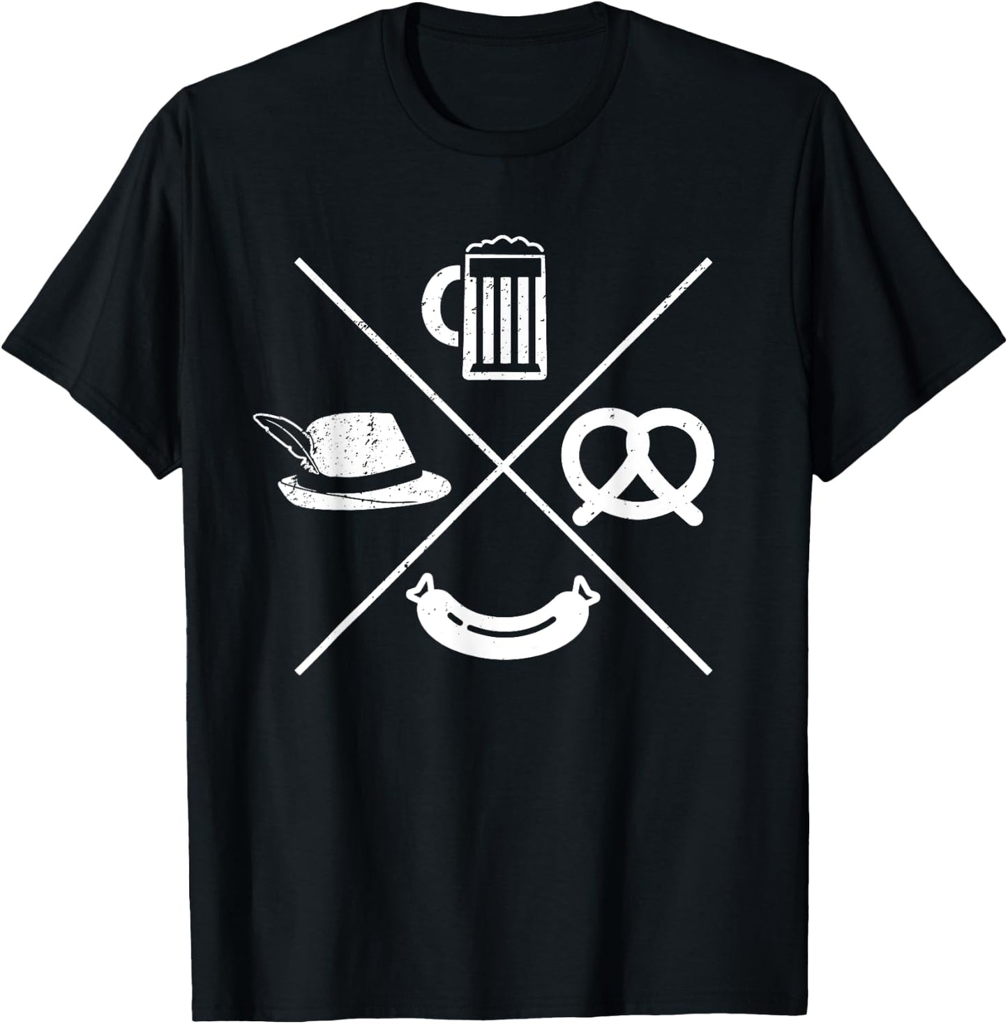 Oktoberfest - Beer Wurst Pretzel Funny German Souvenir Gift T-Shirt - T-Shirt | Black