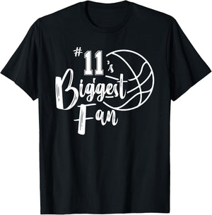Number 11's Biggest Fan Shirt Basketball Player Mom Dad T-Shirt - T-Shirt | Black